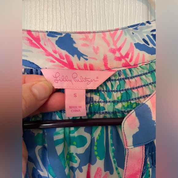 Lilly Pulitzer Elsa Silk Top - Jet Stream In Multi Jet - Picture 4 of 5